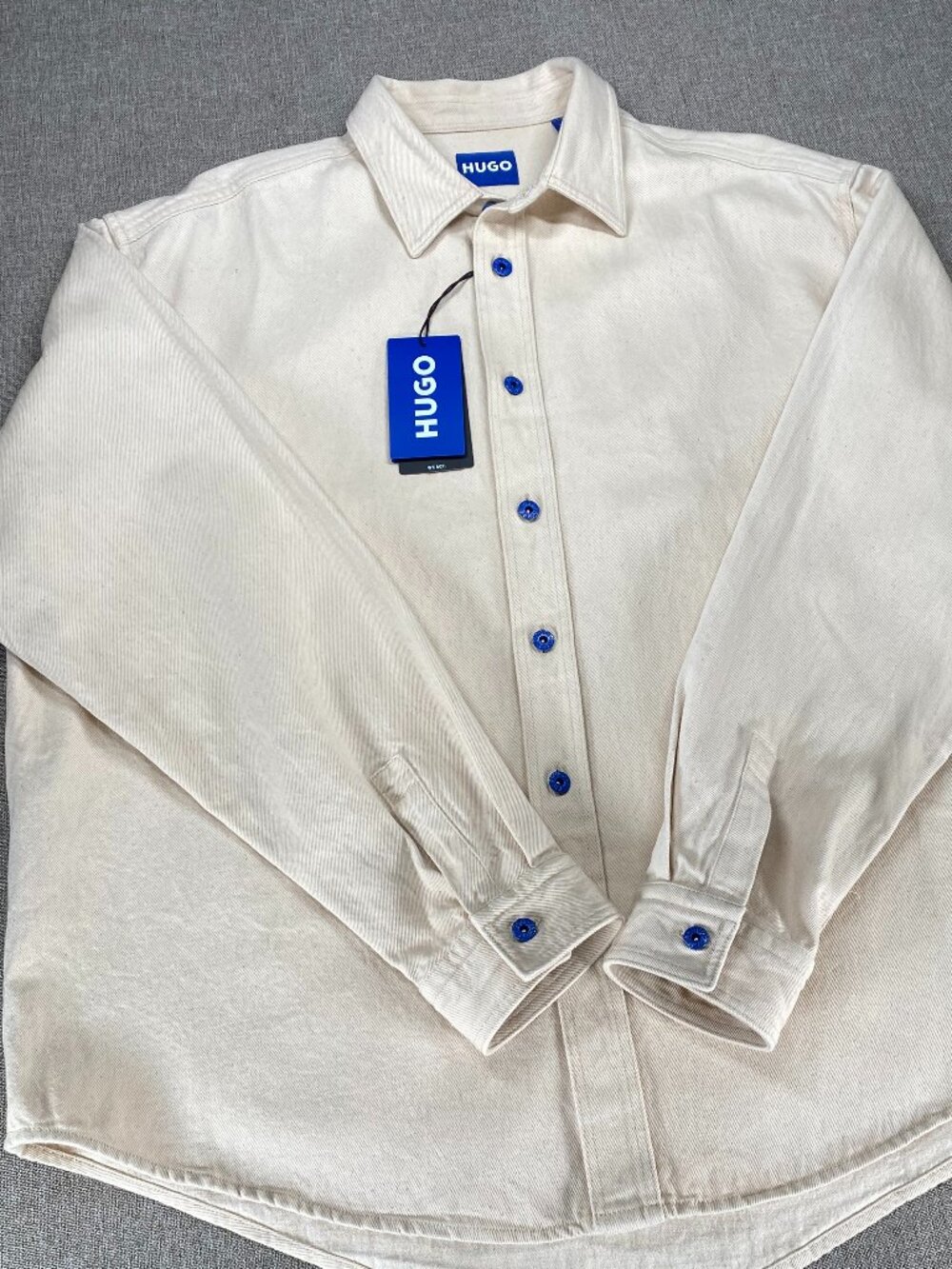 Hugo Boss Ebino Heavyweight Denim Shirt Jacket Men's XL Light Beige NWT - Picture 4 of 16
